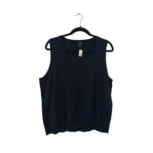 Talbots black Pima Cotton Blend Scoop Neck Sleeveless Sweater Shell XL